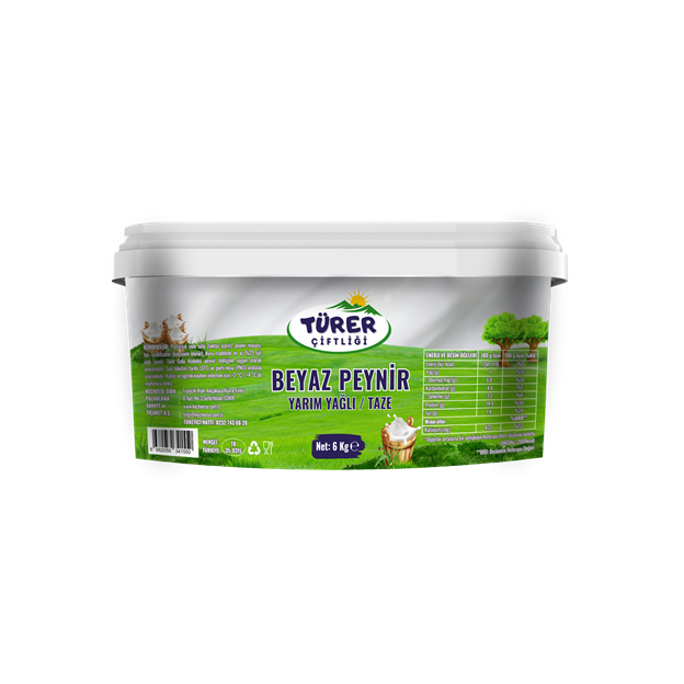 Türer Çiftliği Yarım Yağlı Beyaz Peynir 6 Kg