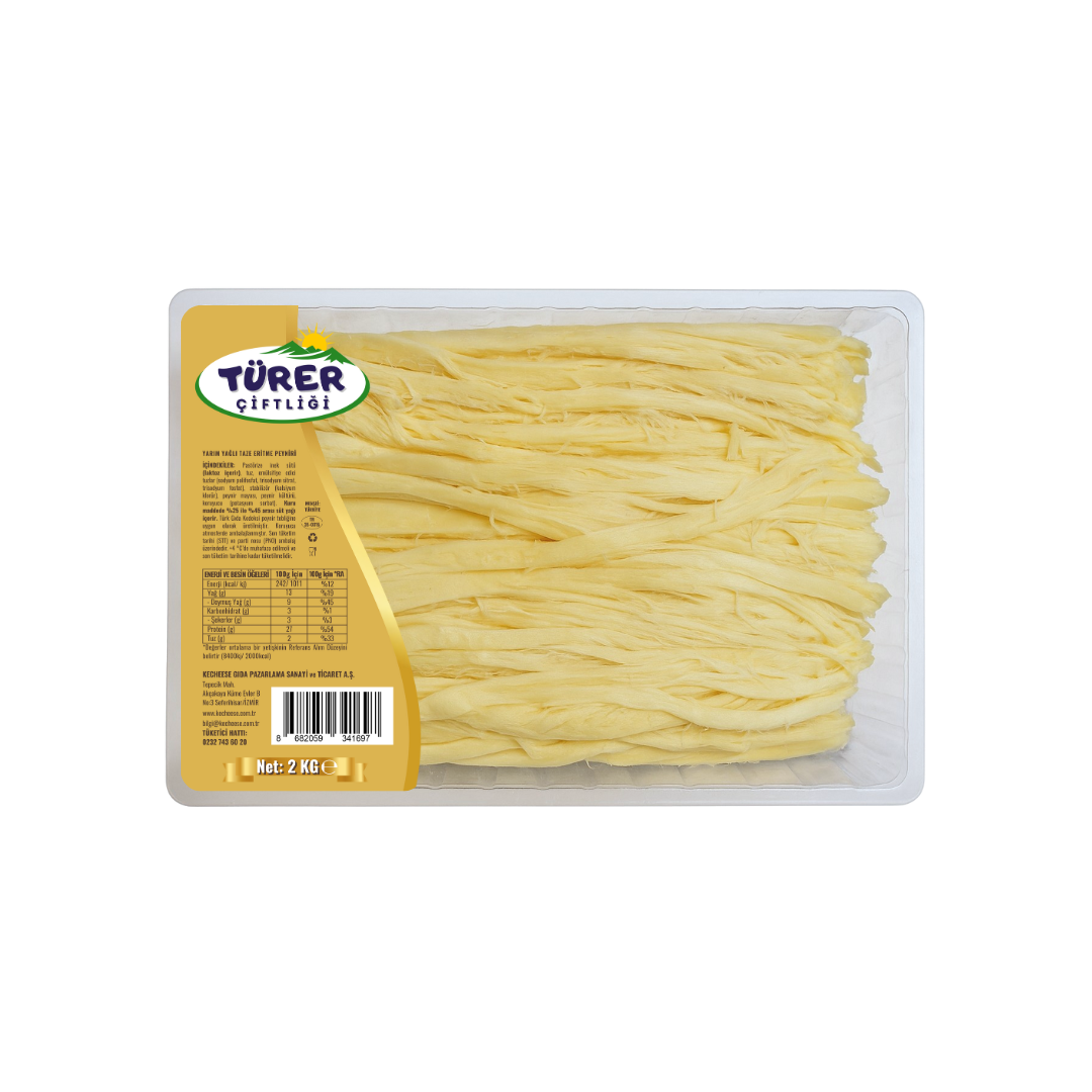 Türer Çiftliği Yarım Yağlı Eritme Tel Peynir 2 Kg
