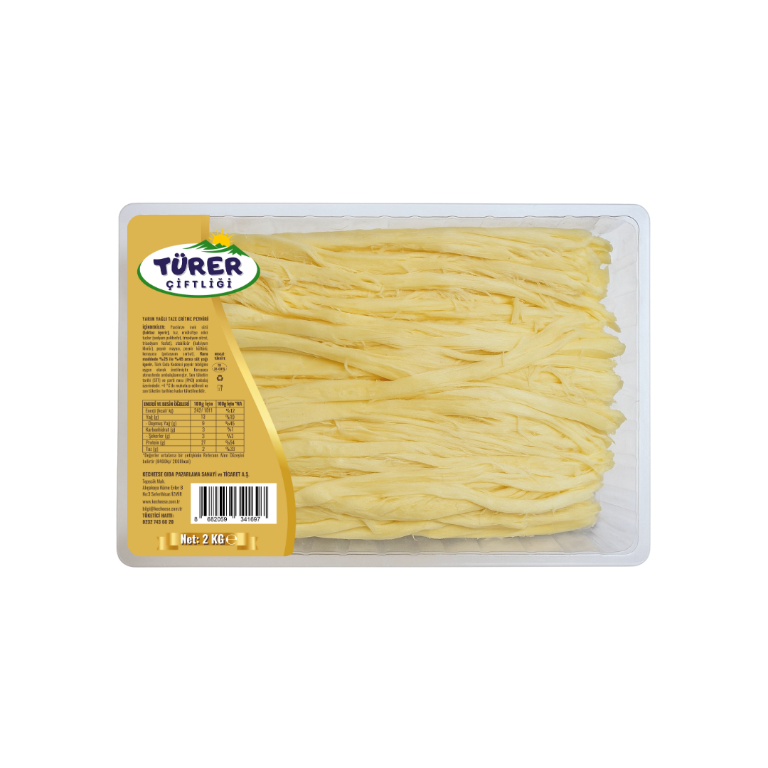 Türer Çiftliği Yarım Yağlı Eritme Tel Peynir 2 Kg