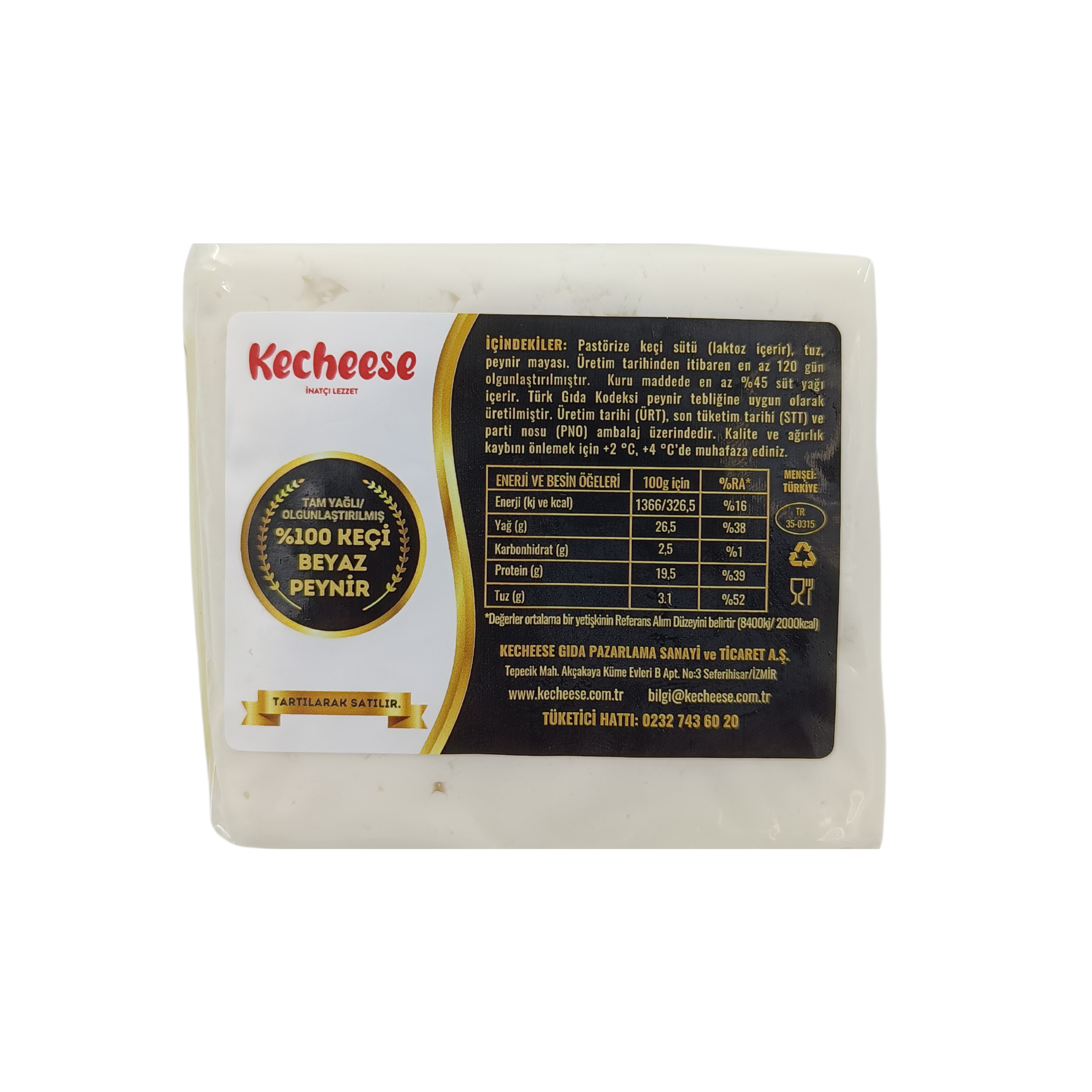 Kecheese Tam Yağlı %100 Keçi Olgunlaştırılmış Beyaz Peynir