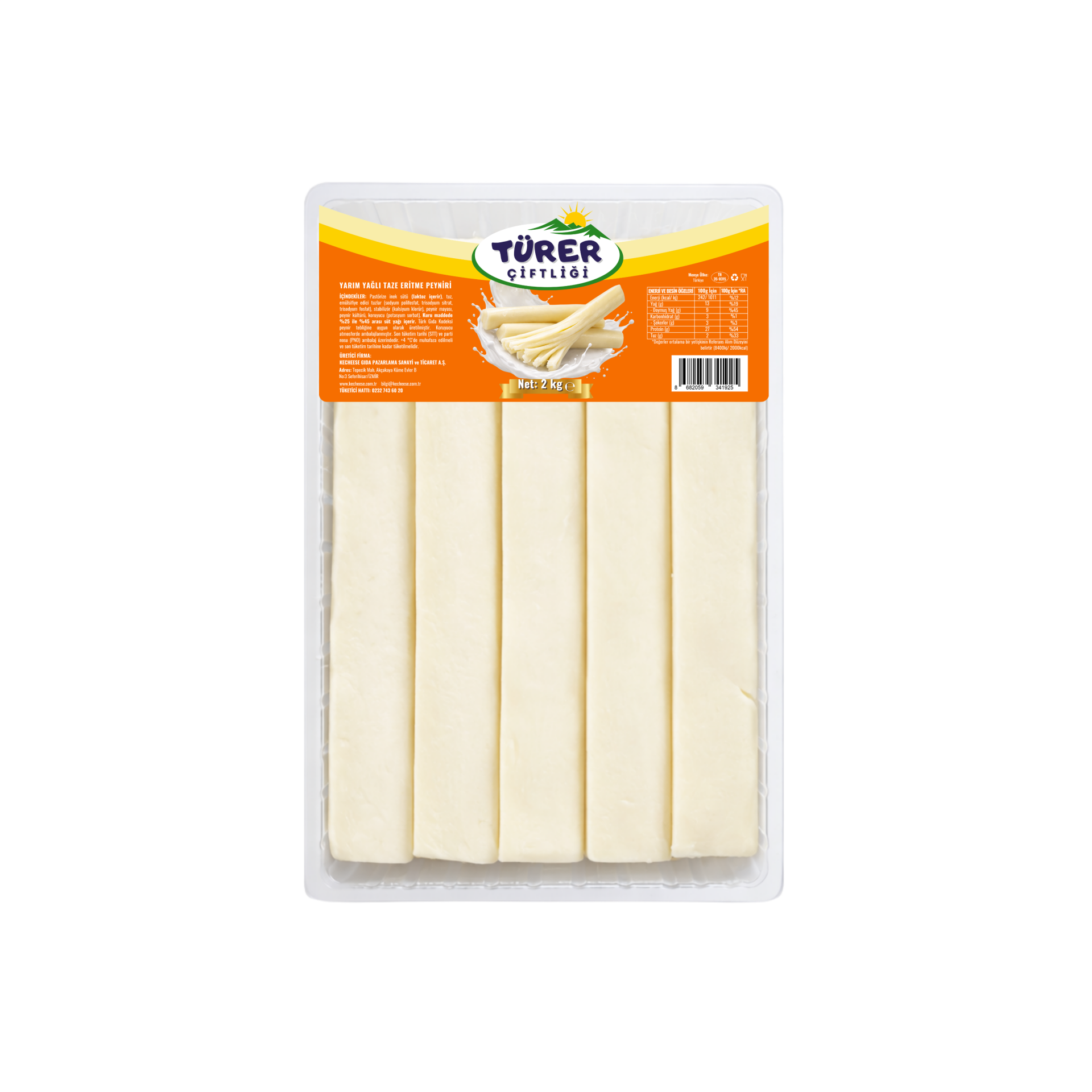 Türer Çiftliği Yarım Yağlı Dil Peyniri 2 Kg